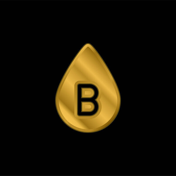 B Blood Type gold plated metalic icon or logo vector