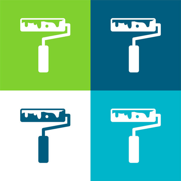 Art Painting Roller Flat four color minimal icon set