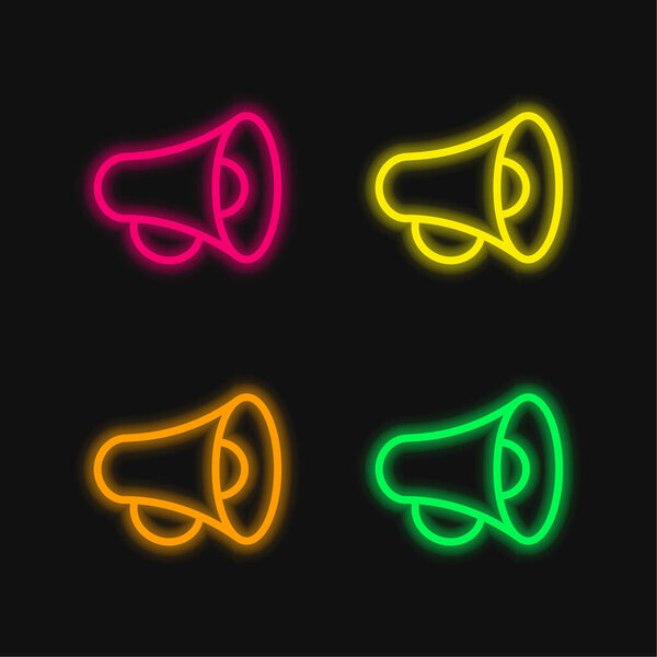 Объявление о четырех цветных светящихся неоновых векторных значках