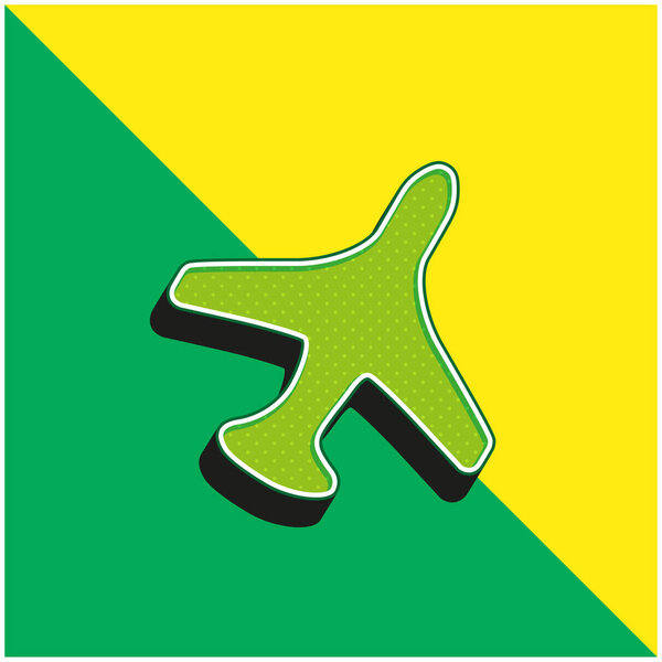 Airplane In Flight Green and yellow modern 3d vector icon logo
