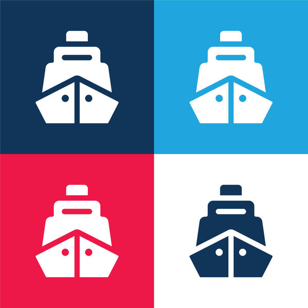 Boat blue and red four color minimal icon set