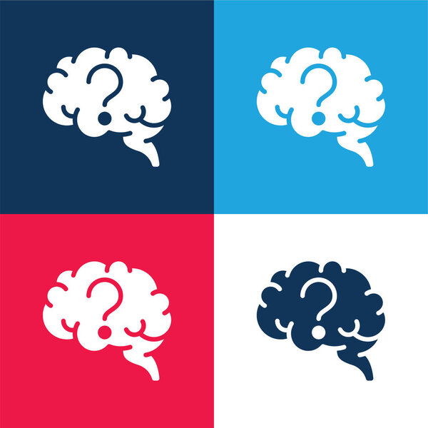 Брейн синий и красный четыре цвета минимальный набор значков