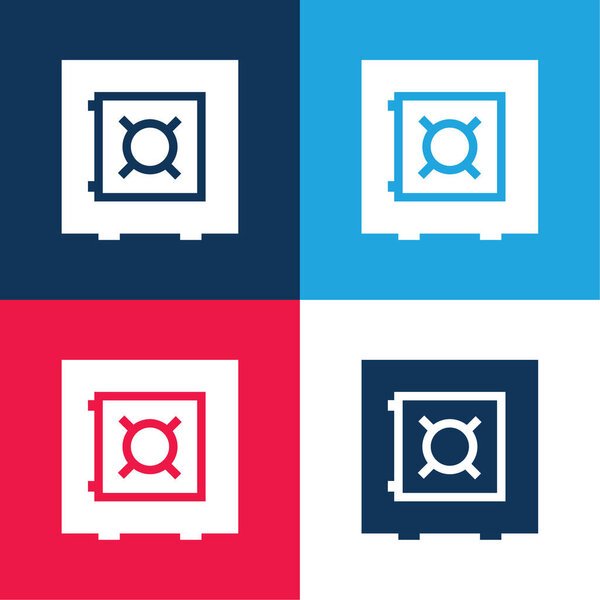 Bank Security Box blue and red four color minimal icon set