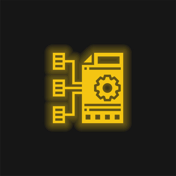 Aggregate yellow glowing neon icon