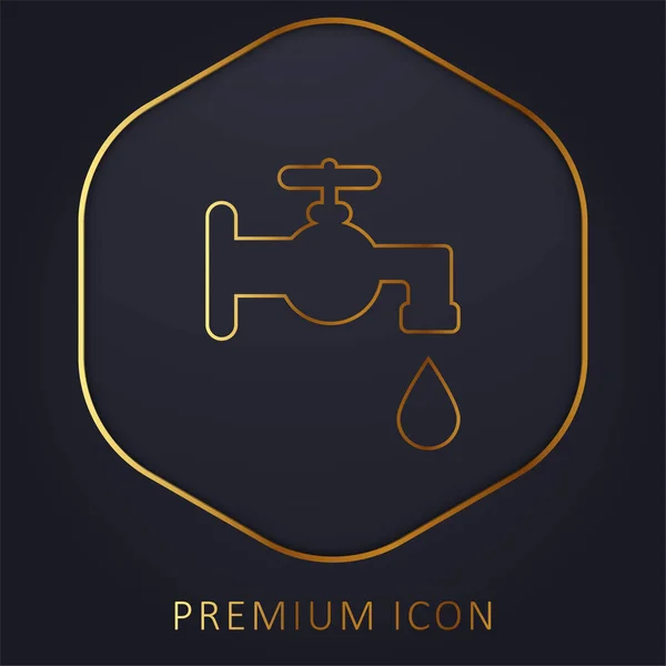 Bathroom Faucet Tool Golden Line Premium Logo Icon — Stock Vector