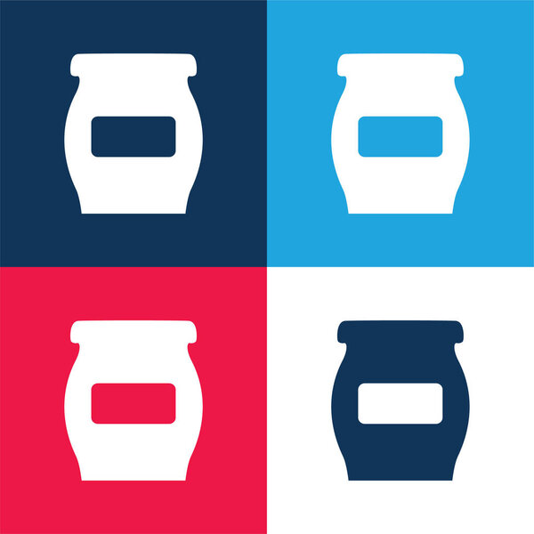 Bowl Or Flask With Empty Label For Kitchen To Store Food blue and red four color minimal icon set