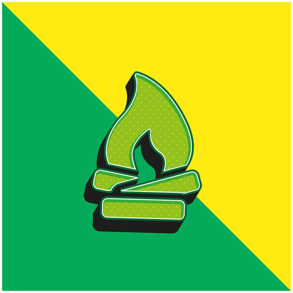 Bonfire Green and yellow modern 3d vector icon logo
