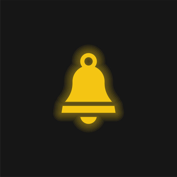 Bell yellow glowing neon icon