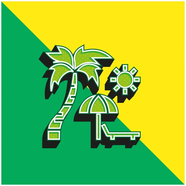 Praia Verde Amarelo Moderno Logotipo Vetor Ícone —  Vetores de Stock