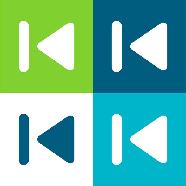 Backward Track Flat four color minimal icon set