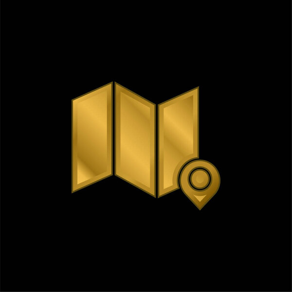 Адрес позолоченный металлический значок или вектор логотипа