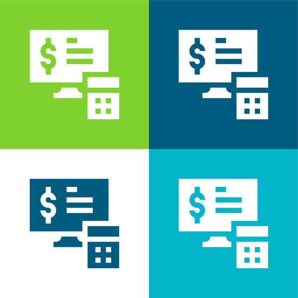 Accounting Flat four color minimal icon set