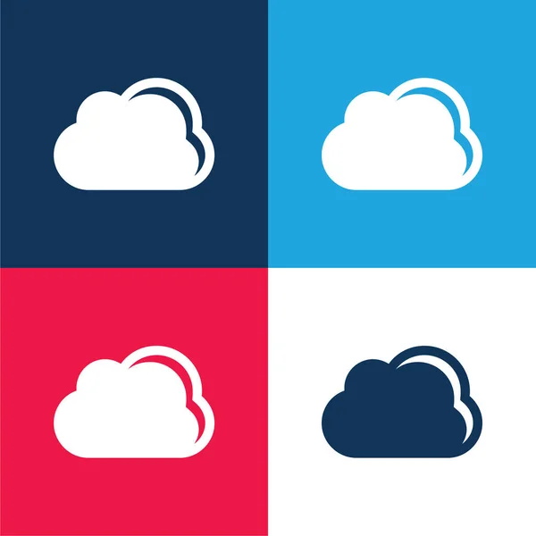 Black Cloud Weer Symbool Blauw Rood Vier Kleuren Minimale Pictogram — Stockvector