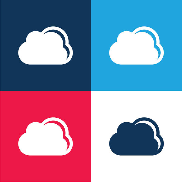 Black Cloud Weather Symbol blue and red four color minimal icon set