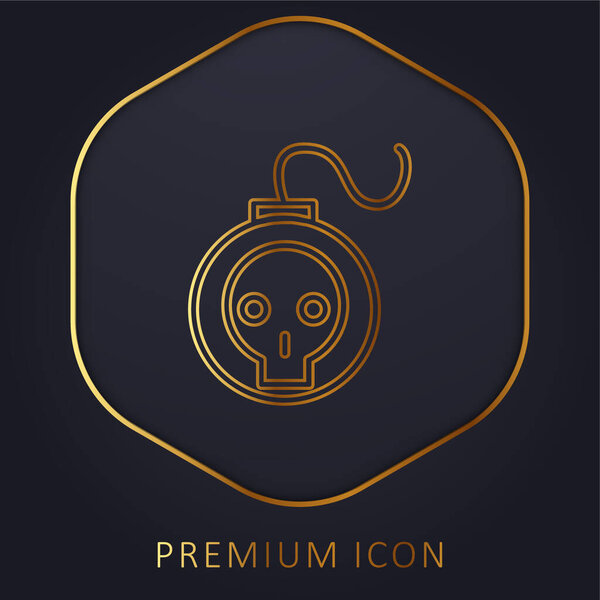 Бомба с очертаниями черепа золотая линия премиум-логотип или значок
