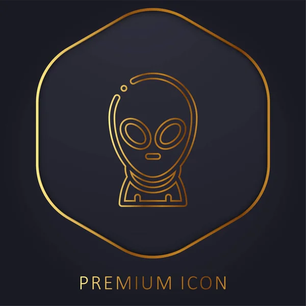 Logotipo Icono Premium Línea Dorada Alienígena — Vector de stock