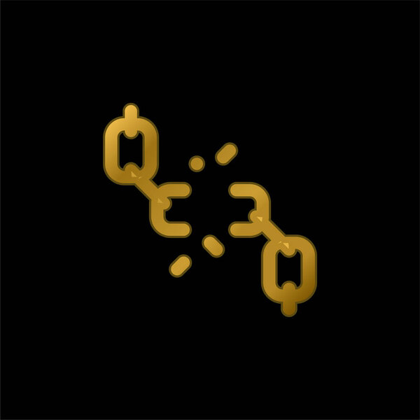 Breaking gold plated metalic icon or logo vector