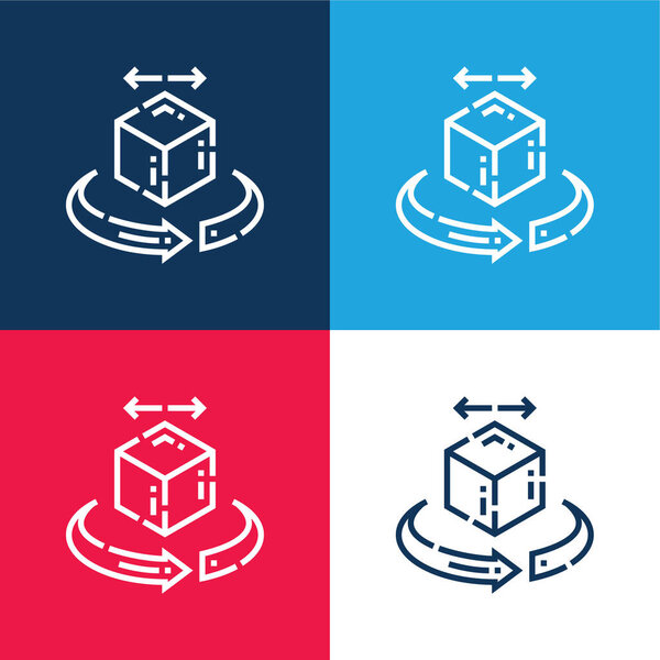 3d синий и красный четыре цвета минимальный набор значков