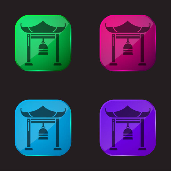 Bell four color glass button icon