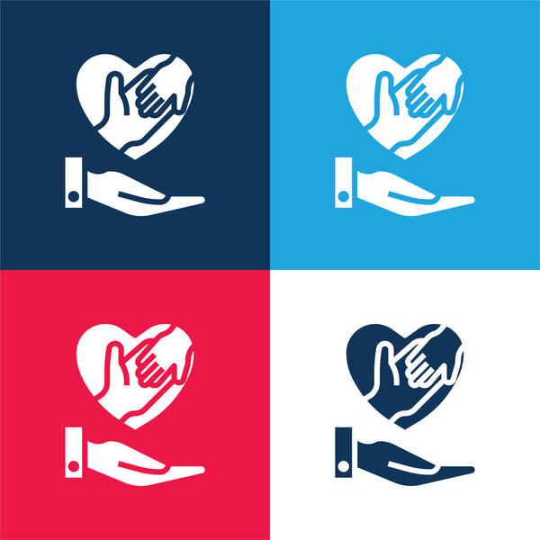 Adoption blue and red four color minimal icon set