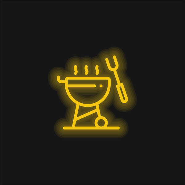 Bbq yellow glowing neon icon
