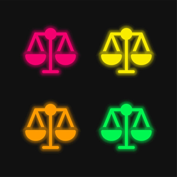 Баланс четырех цветов светящийся неоновый вектор значок