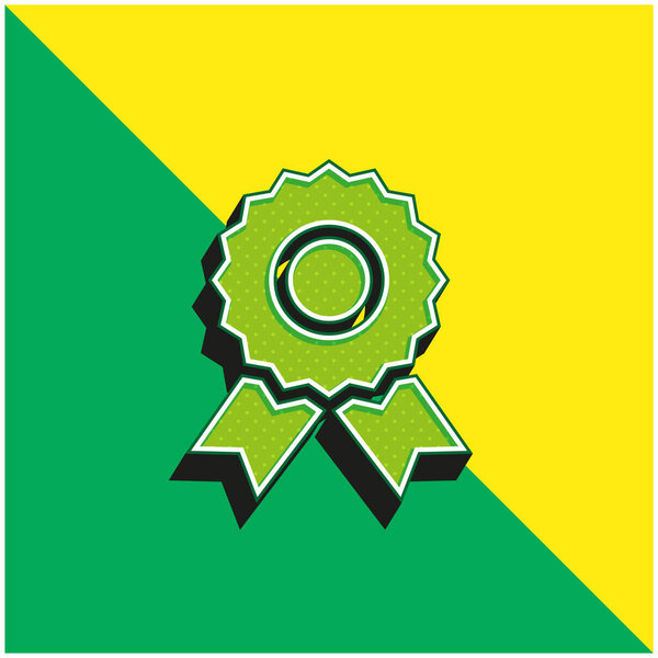 Badge Green and yellow modern 3d vector icon logo