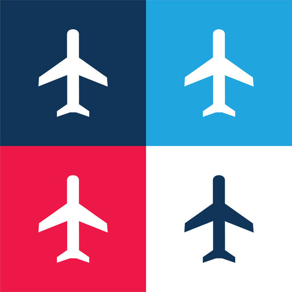 Airplane blue and red four color minimal icon set