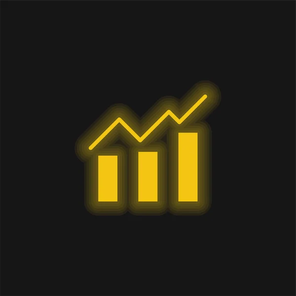 Gráfico Barras Amarillo Brillante Icono Neón — Archivo Imágenes Vectoriales