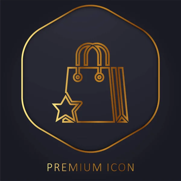 Dodaj Ulubionych Złotą Linię Logo Premium Lub Ikona — Wektor stockowy
