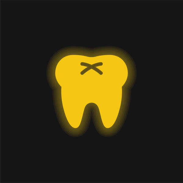 Big Tooth yellow glowing neon icon