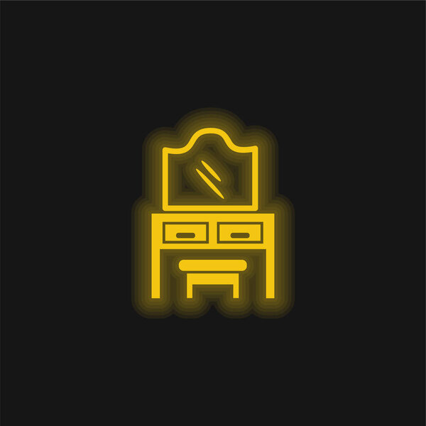 Bedroom Mirror On Drawers With A Seat yellow glowing neon icon