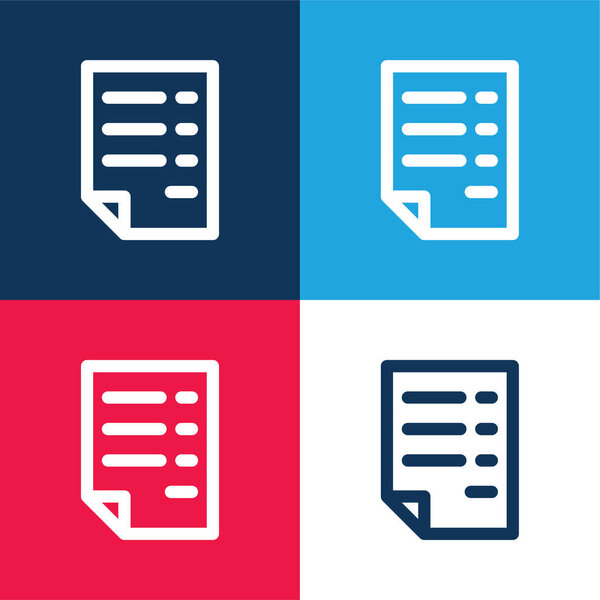 Билл синий и красный четыре цвета минимальный набор значков