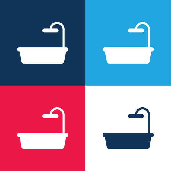Bathtub blue and red four color minimal icon set