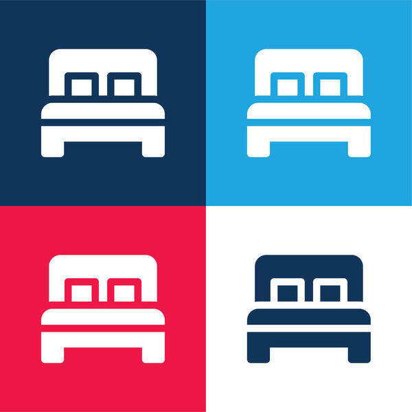 Bed blue and red four color minimal icon set