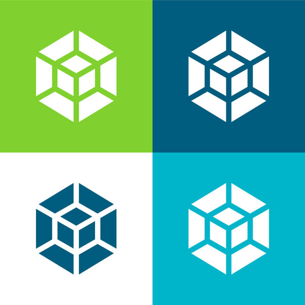 3d моделирование плоские четыре цвета минимальный набор значков