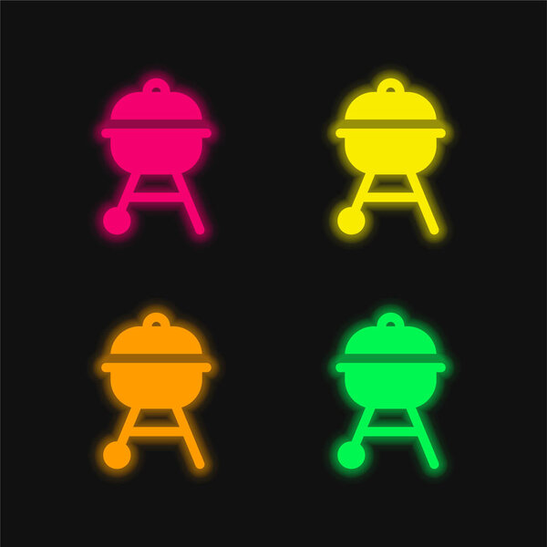 Bbq four color glowing neon vector icon