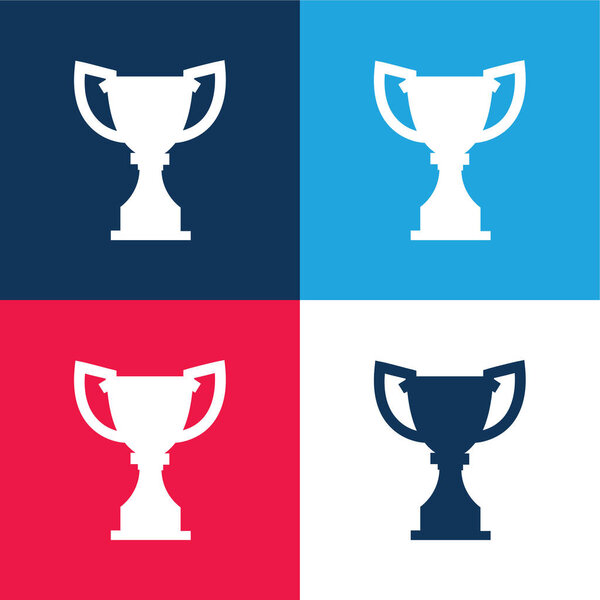Award Trophy Silhouette blue and red four color minimal icon set