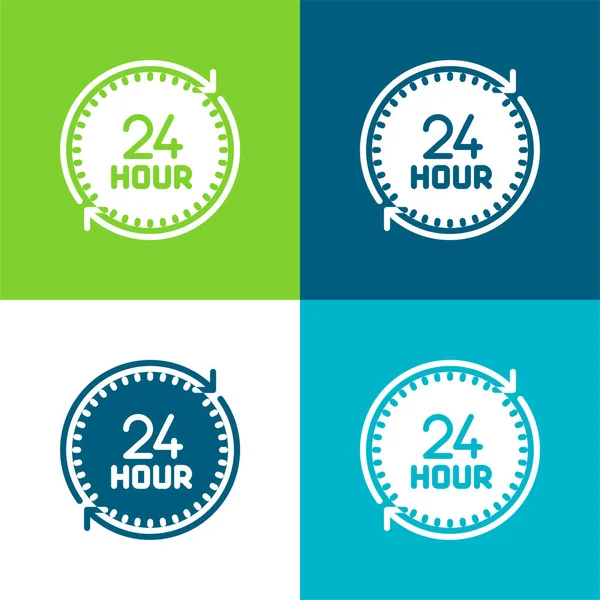 Hours Flat Four Color Minimal Icon Set — Stock Vector