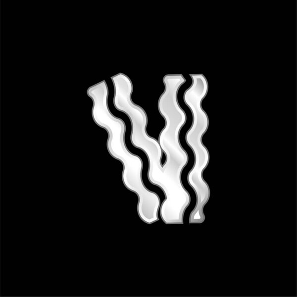 Bacon silver plated metallic icon