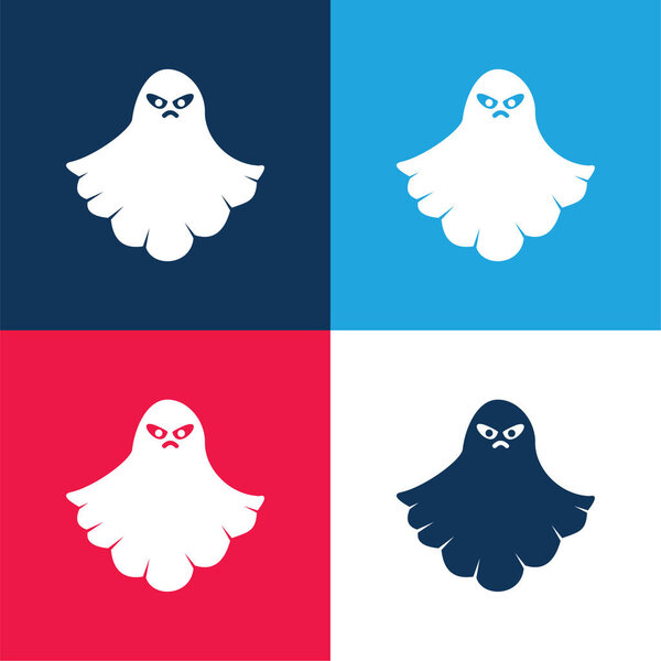 Angry Ghost blue and red four color minimal icon set