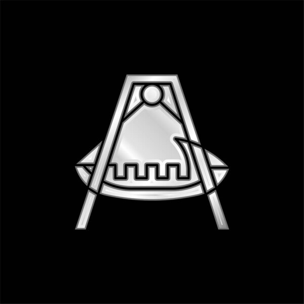 Boat silver plated metallic icon