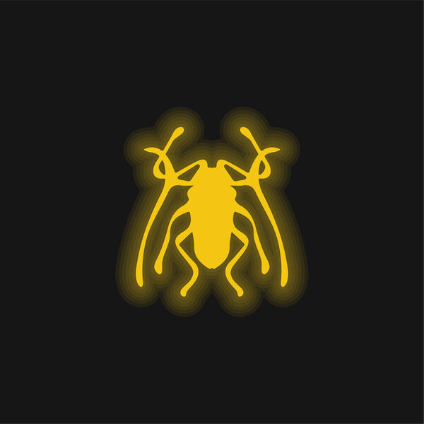 Beetle Insect Trictenotomidae yellow glowing neon icon