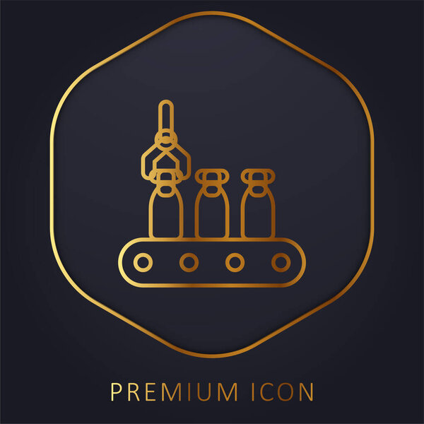 Assembly Line golden line premium logo or icon