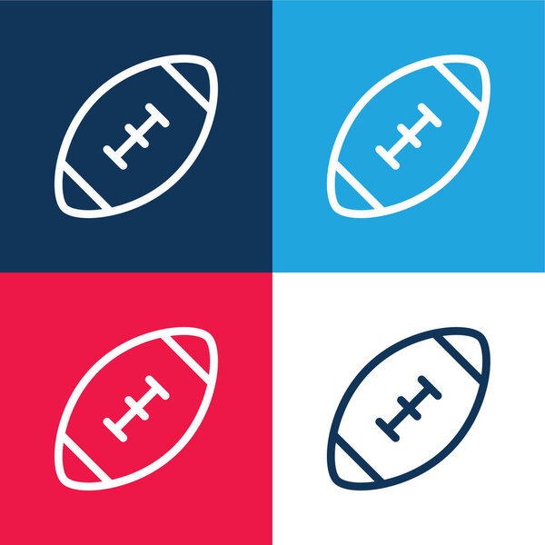 Американский футбол игры синий и красный четыре цвета минимальный набор значков