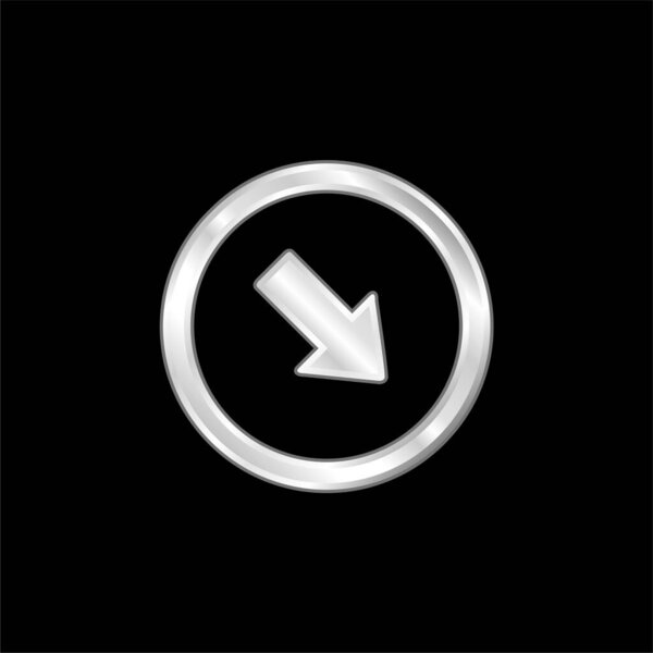 Arrow Pointing To Bottom Right Corner silver plated metallic icon