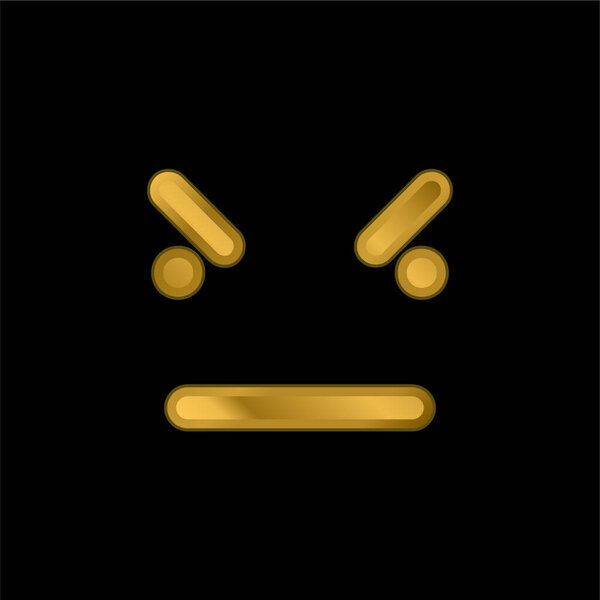Bad Emoticon Square Face gold plated metalic icon or logo vector