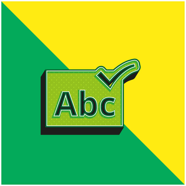 ABC Verification Symbol Green and yellow modern 3d vector icon logo
