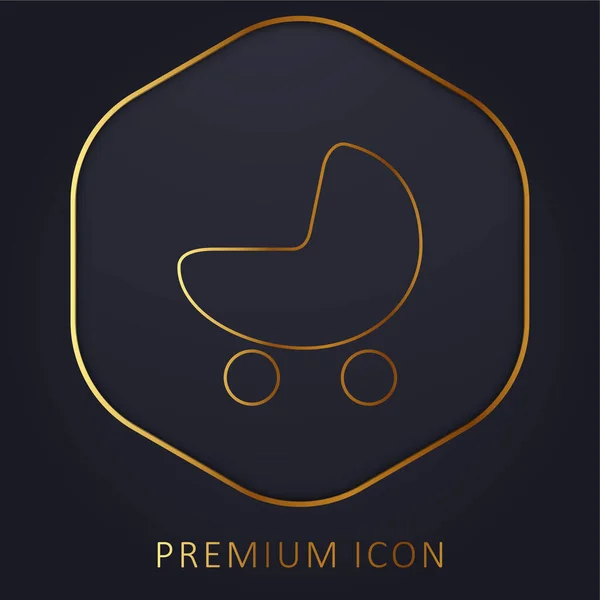 Baby Cradle Silhouette Logotipo Premium Línea Dorada Icono — Vector de stock