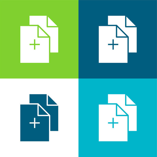 Add Documents Flat four color minimal icon set